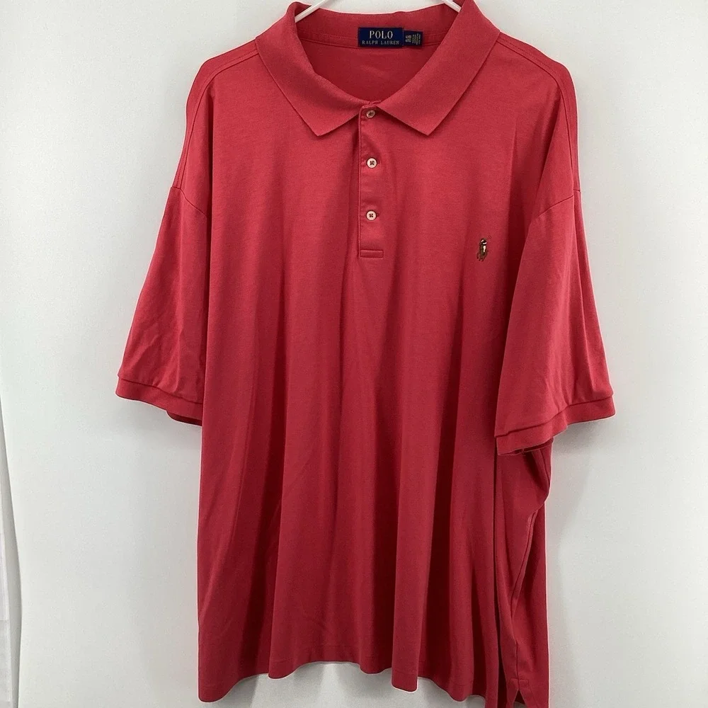 Mens Polo Ralph Lauren‎ Big And Tall Short Sleeve Golf Polo- Salmon - 4XB